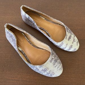 Corso Como Beige Grey Leather Flats Snakeskin